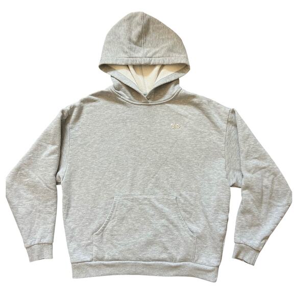 Alo Yoga Accolade Hoodie Pullover Sweatshirt Heathered Gray Unisex Size Small - Picture 2 of 4